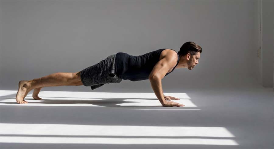 Push ups are another workout that Sean O'pry does to stay in shape