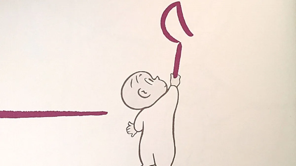 Illustration from Crockett Johnson's 'Harold and the Purple Crayon'.
