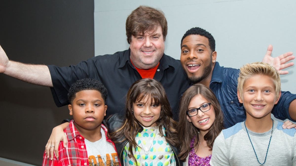 Executive producer Dan Schneider, actor Kel Mitchell (top row) actors Benjamin Flores Jr., Cree Cicchino, Madisyn Shipman and Thomas Kuc (bottom row) attend the Apple Store Soho Presents: Meet the Cast: "Nickelodeon's Game Shakers" at the Apple Store Soho on September 10, 2015 in New York City. (Photo by Eric Vitale/Getty Images)